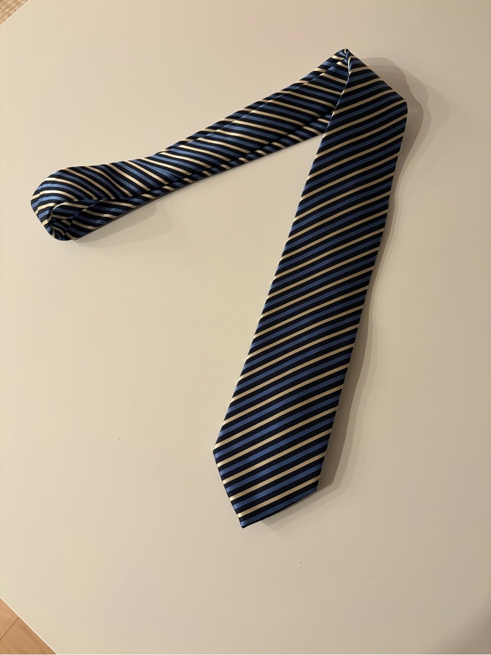 Classic Blue and Gold Striped Men's Tie